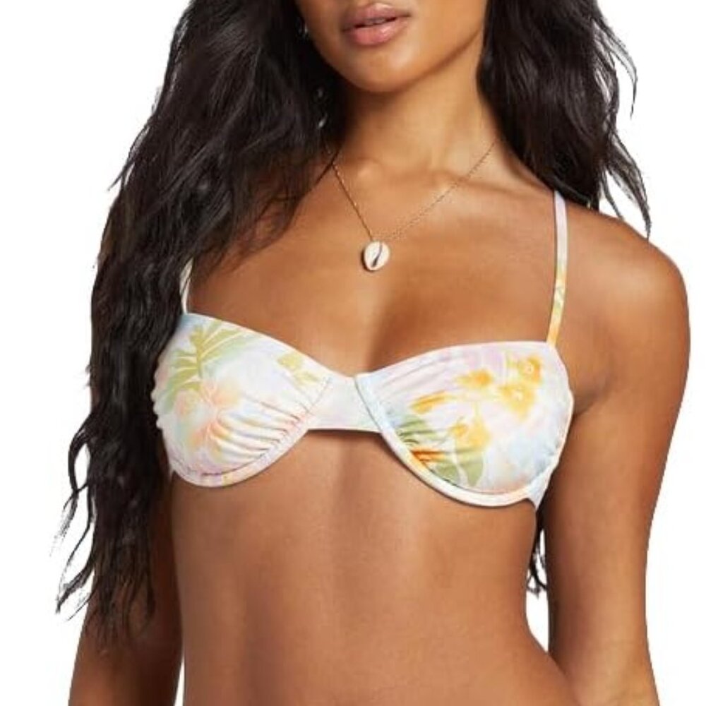 NWT Peaceful Palms Ruched Underwire Bikini Top